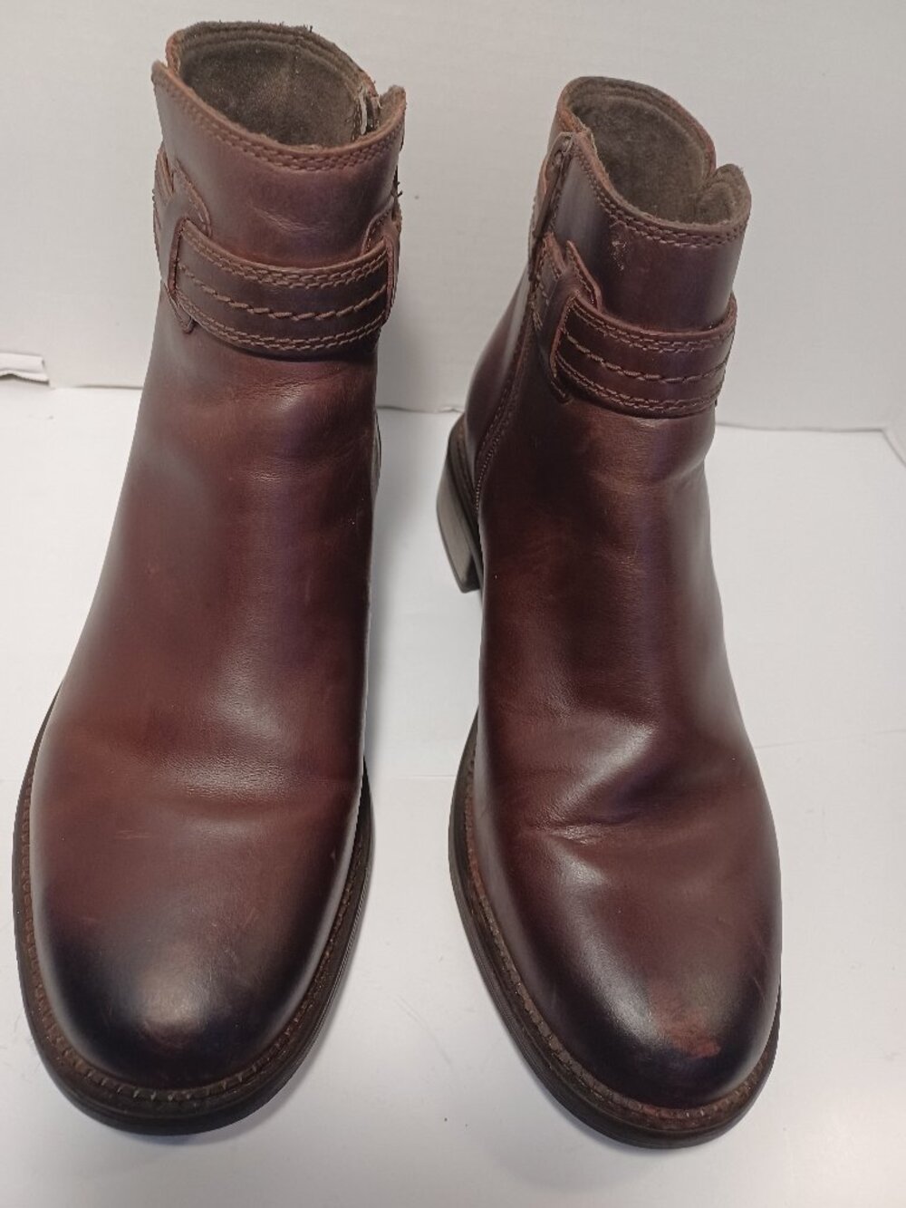 Clarks Women's Maye Ease Ankle Boot‎ Brown Leather Size 7
